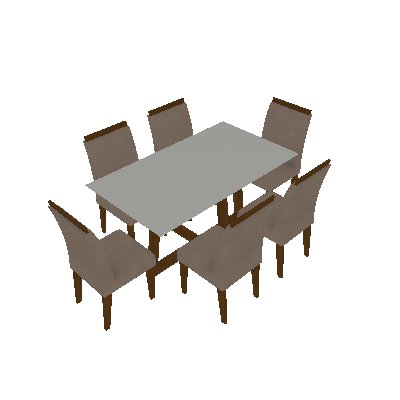 Conjunto de Mesa de Jantar com 6 Cadeiras e Tampo de Madeira Maciça Espanha I Suede Creme e Off White - Minas Decor