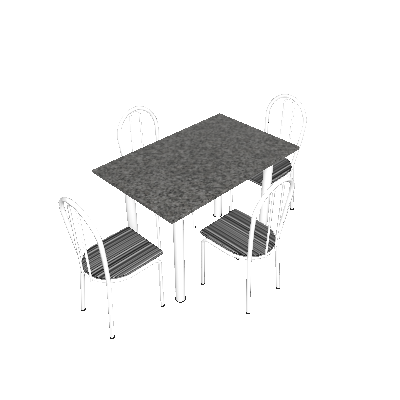 Conjunto de Mesa com 4 Cadeiras Sara 005 Branco e Preto Listrado - Artefamol