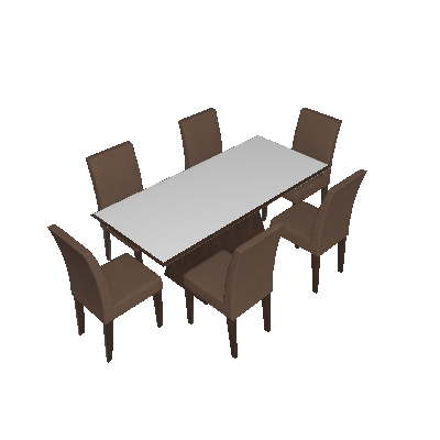 Conjunto de Mesa Luna com 6 Cadeiras Grécia Castor Branco Com Animalle Chocolate - Rufato