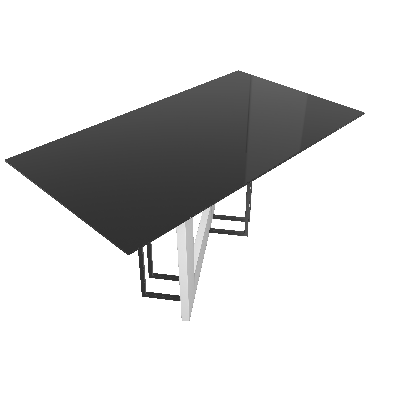 Mesa de Jantar Retangular com Tampo de Vidro Munique Off White e Preta 160 cm - New Ceval