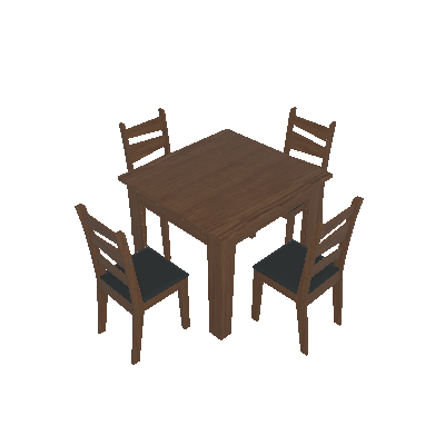 Conjunto de Mesa de Jantar Quadrada 4 Lugares 0.9m Isis Amêndoa