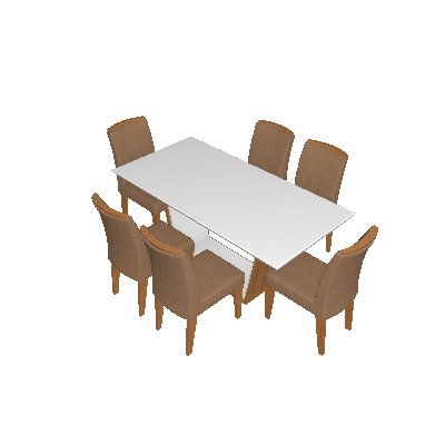 Conjunto de Mesa de Jantar com 6 Cadeiras Estofadas Lunara Animalle Off White e Chocolate - Rufato