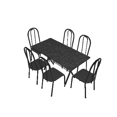 Conjunto de Mesa Miame com 6 Cadeiras Madri Preto Prata e Cinza Liso - Fabone