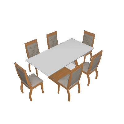 Conjunto de Mesa de Jantar Alvorada com Vidro e 6 Cadeiras Tamara Suede Chocolate e Off White - Rufato