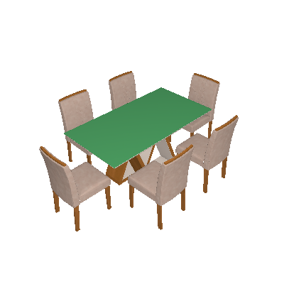 Conjunto de mesa de Jantar com 6 Cadeiras Belle Suede Off White e Bege - Cel Móveis