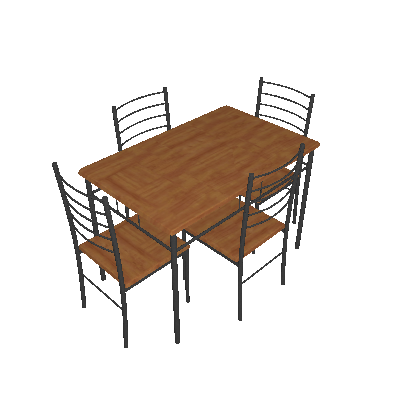 Conjunto de Mesa com 4 Cadeiras Girona Marrom e Preto - Mobly