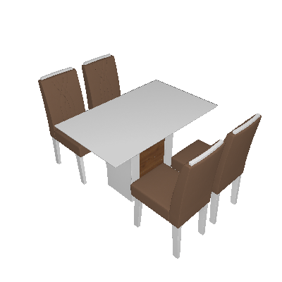 Conjunto de Mesa de Jantar Retangular Rafaela com 4 Cadeiras Nicole Suede Pluma e Savana - Cimol