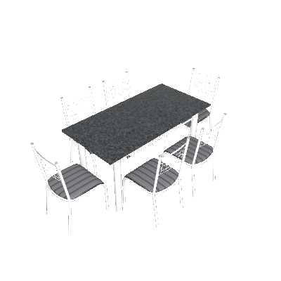 Conjunto de Mesa com 6 Cadeiras Lisboa Branco Liso E Preto Listrado - Fabone