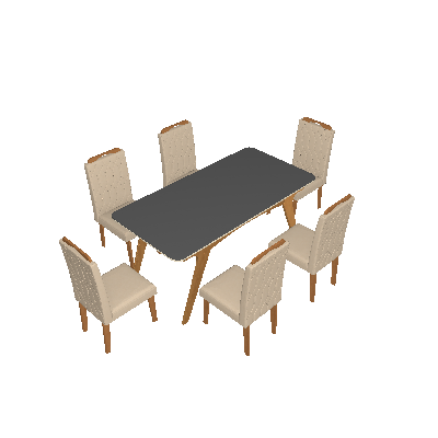 Conjunto de Mesa de Jantar Retangular com Tampo de  Vidro e 6 Cadeiras Estofadas Selena Suede Off White e Joli - Cimol