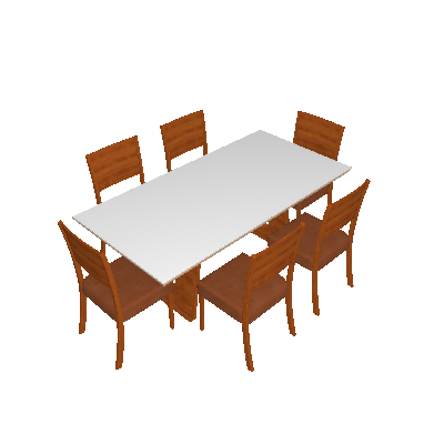 Conjunto de Mesa de Jantar com 6 Cadeiras Escócia Corino Off White e Caramelo 200 cm - Mobillare