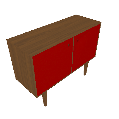 Buffet Vintage 2 PT Madeira e Vermelho - Mobly