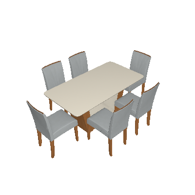 Conjunto de Mesa de Jantar com 6 Cadeiras Apogeu Suede Off White e Bege - Lopas