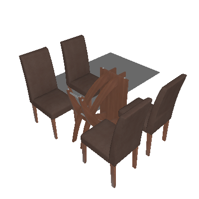 Conjunto de Mesa de Jantar Retangular Flávia com 4 Cadeiras Milena Suede Chocolate e Savana