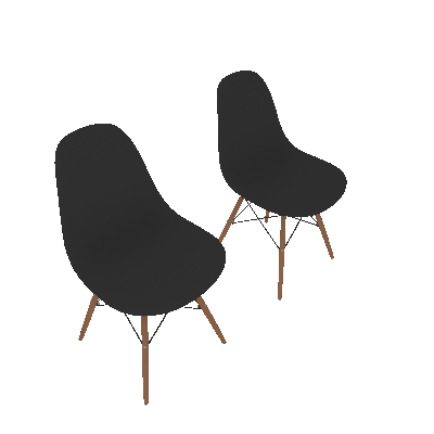 Conjunto com 2 Cadeiras Eames Premium Preta Base Madeira - Mobly