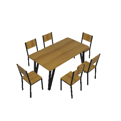Conjunto de Mesa de Jantar Lizzi II com 6 Cadeiras Madeira e Preto