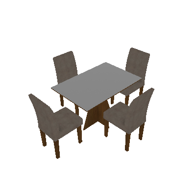 Conjunto de Mesa de Jantar Creta II com 4 Cadeiras Olímpia Suede Branco e Palha - Leifer