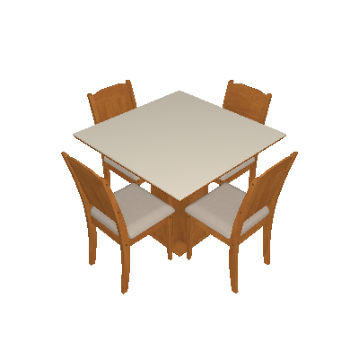 Conjunto de Mesa de Jantar Sophia com 4 Cadeiras Bárbara Suede Off White e Marfim - Cimol