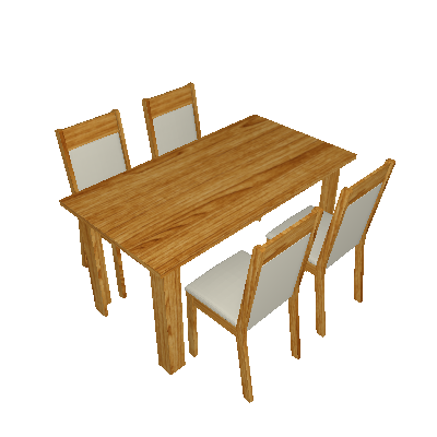 Conjunto de Mesa com 4 Cadeiras Havana Rustic Com Suede Perola