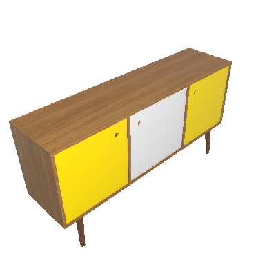 Buffet Vintage 353-0464 Madeira, Branco & Amarelo - Mobly