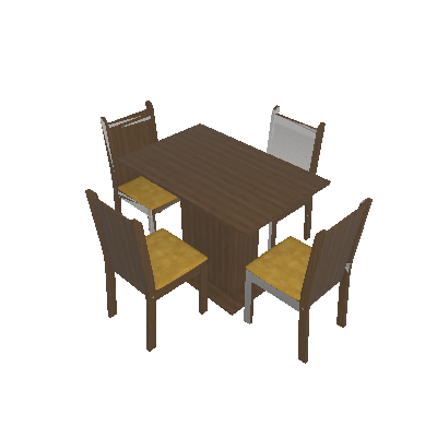 Conjunto de Mesa com 4 Cadeiras Lexy Rustic com Tecido Palha - Madesa