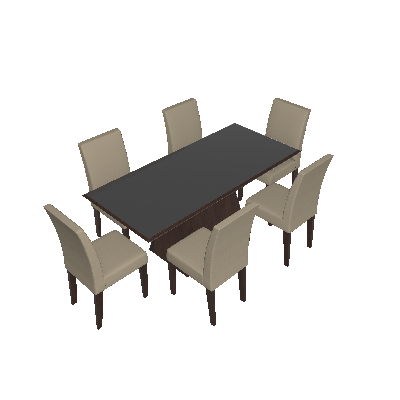 Conjunto de Mesa Luna com 6 Cadeiras Grécia Castor Preto Com Matelasse - Rufato