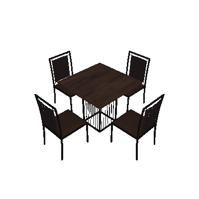 Conjunto de Mesa de Jantar Hera com Tampo Mocaccino e 4 Cadeiras Grécia I Marrom e Preto