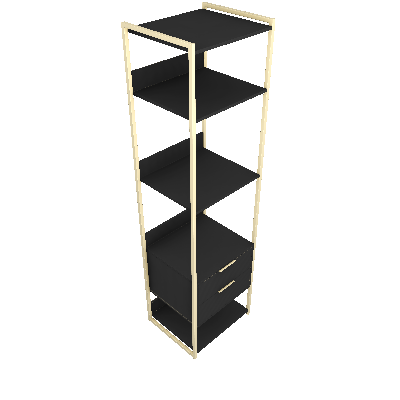 Guarda-Roupa Closet Industrial Mital 2 GV Preto e Dourado 54 cm