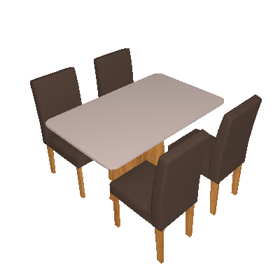 Conjunto de Mesa de Jantar Retangular com Tampo de Vidro Off White Maite e 4 Cadeiras Maia Linho Mascavo e Nature