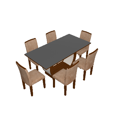 Conjunto de Mesa de Jantar com 6 Cadeiras Maia II Suede Animalle Castor e Chocolate - Rufato