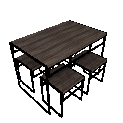 Conjunto de Mesa de Jantar com 4 Bancos Wooden Carvalho Dark e Preto