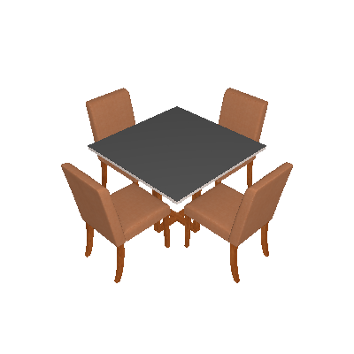 Conjunto de Mesa de Jantar Itália com 4 Cadeiras Suede Off White e Marrom - Volttoni