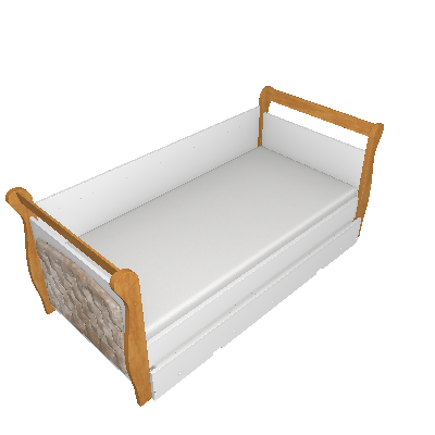 Cama Infantil com Capitonê Vitor ll e Cama Auxiliar Branca e Naturale - Tigus Baby