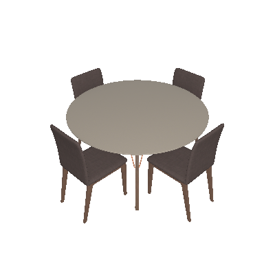 Conjunto Mesa de Jantar Victoria com 4 Cadeiras Marina Avelã e Marrom 140 cm