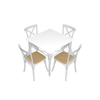 Conjunto de Mesa de Jantar com 4 Cadeiras e Tampo de Madeira Katrina Branco