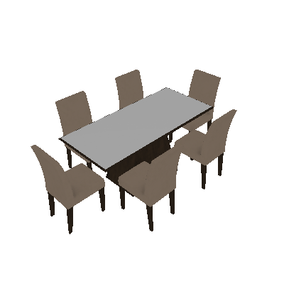 Conjunto de Mesa Luna I 180 cm com 6 Cadeiras Grecia Veludo Castor e Creme - Rufato