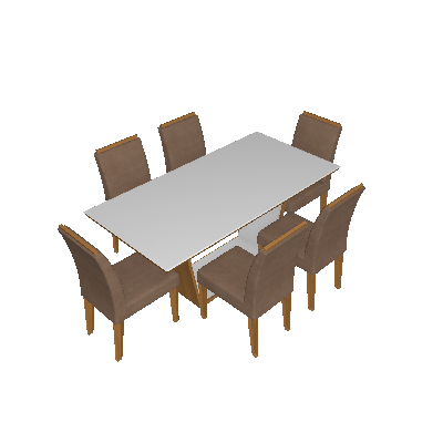 Conjunto de Mesa de Jantar Sofia com 6 Cadeiras Lunara Creme e Imbuia