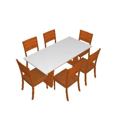 Conjunto de Mesa de Jantar com 6 Cadeiras Escócia Corino Off White e Caramelo 180 cm - Mobillare