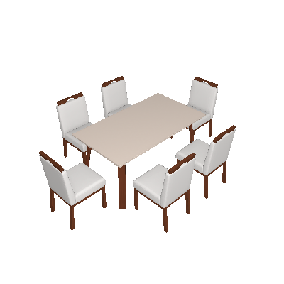 Conjunto de Mesa de Jantar Croácia com 6 Cadeiras Linho Off White e Branco - Volttoni