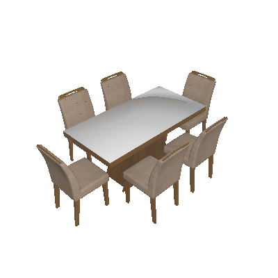 Conjunto de Mesa Olivia com 6 Cadeiras Elisa Savana e Caramelo