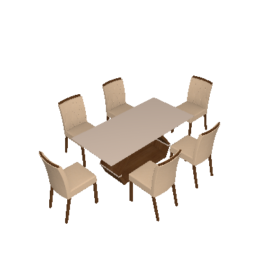 Conjunto de Mesa de Jantar II com 6 Cadeira Esmeradas Veludo Off White e Palha - Leifer