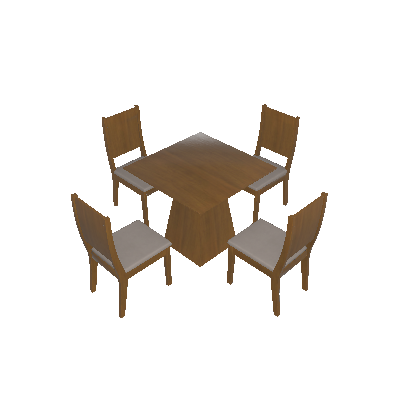 Conjunto de Mesa de Jantar Luna com 4 Cadeiras Bella Veludo Imbuia e Creme