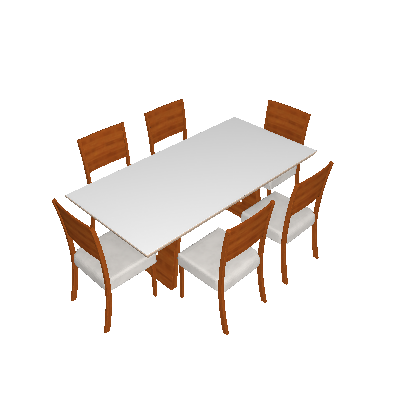 Conjunto de Mesa de Jantar com 6 Cadeiras Escócia Veludo Veludo Off White e Bege 200 cm - Mobillare