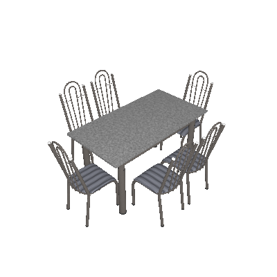 Conjunto de Mesa Luiza com 6 Cadeiras Craqueado Preto Listrado - Artefamol