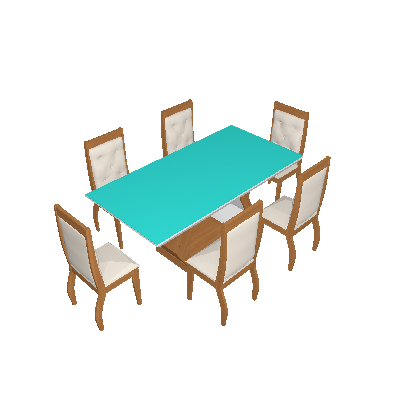 Conjunto de Mesa de Jantar com Vidro e 6 Cadeiras Imperatriz