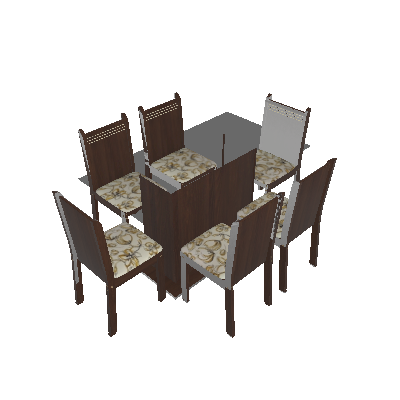 Conjunto de Mesa com 6 Cadeiras Gales Tabaco e Lirio Bege - Madesa