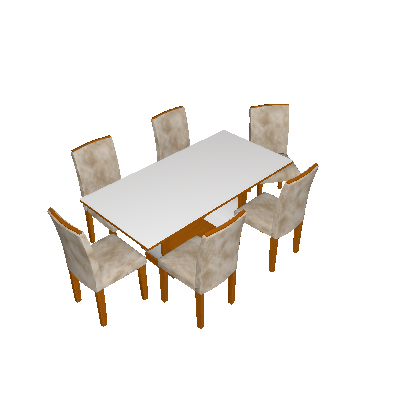 Conjunto de Mesa de Jantar com Vidro e 6 Cadeiras Maia III Suede Animalle Imbuia e Chocolate - Rufato