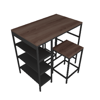 Conjunto de Mesa Bistrô e 2 Bancos Wooden Nogal e Preto