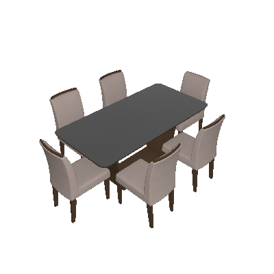 Conjunto de Mesa de Jantar Sofia com 6 Cadeiras Lunara Veludo Creme e Castor