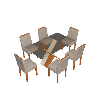 Conjunto de Mesa de Jantar com Tampo de Vidro Madrid e 6 Cadeiras Ana Animalle Off White e Creme