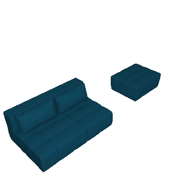 Sofá Modular 2 Lugares com Puff Soho Linho Azul Marinho